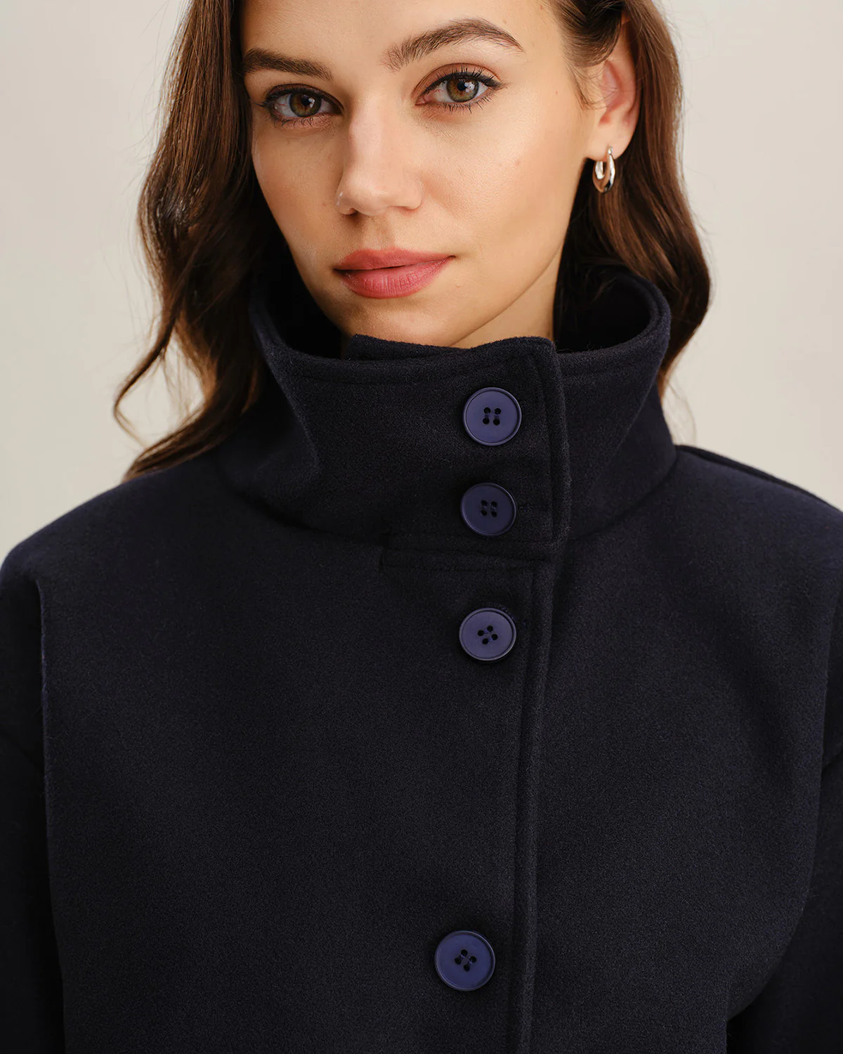 Blue Single Breasted Loose Jacket