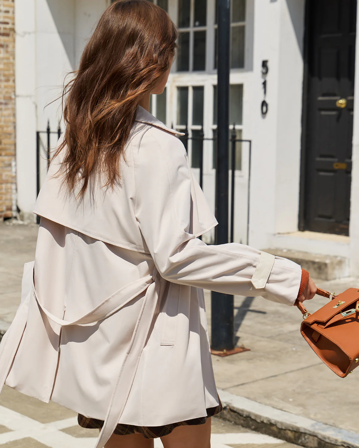 Beige Belted Pockets Trench Coat