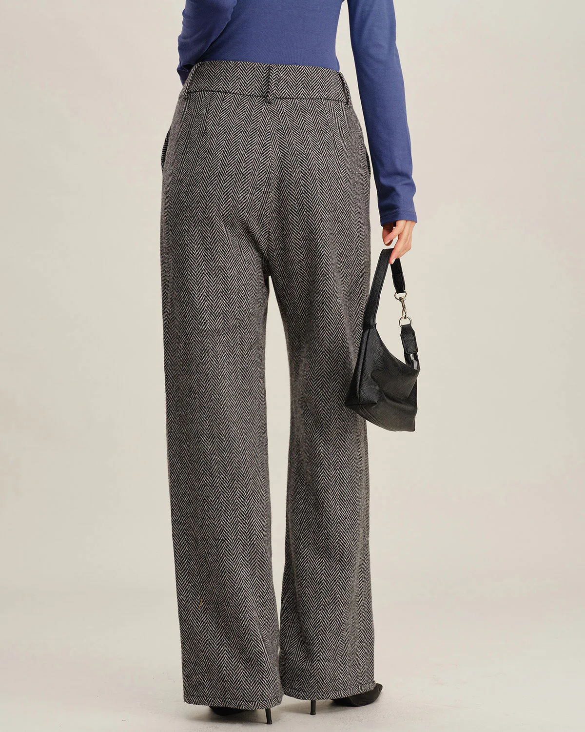 Grey Tweed Straight Pants