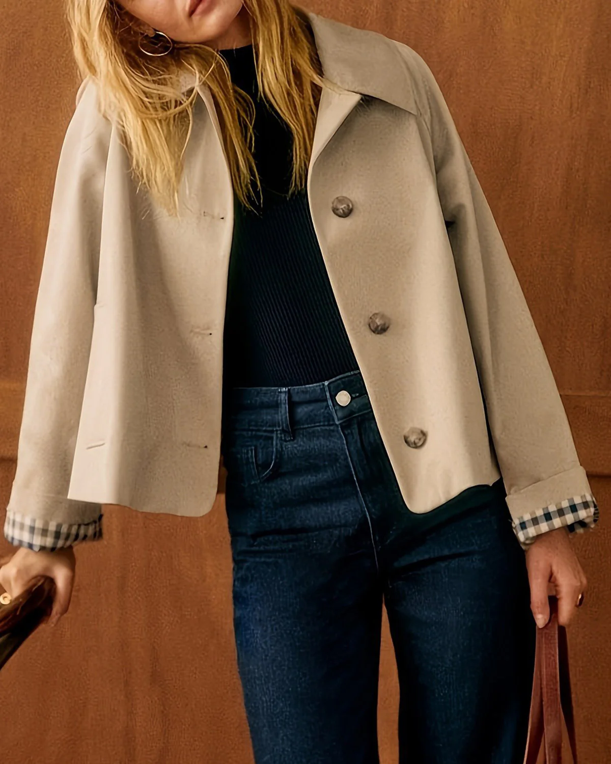 Khaki  Contrasting Pocket Jacket