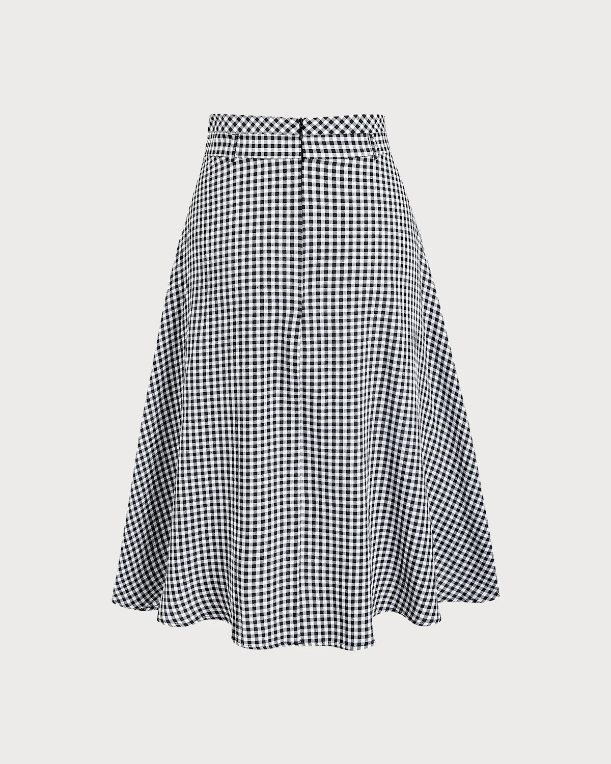 Black Plaid A-Line Midi Skirt