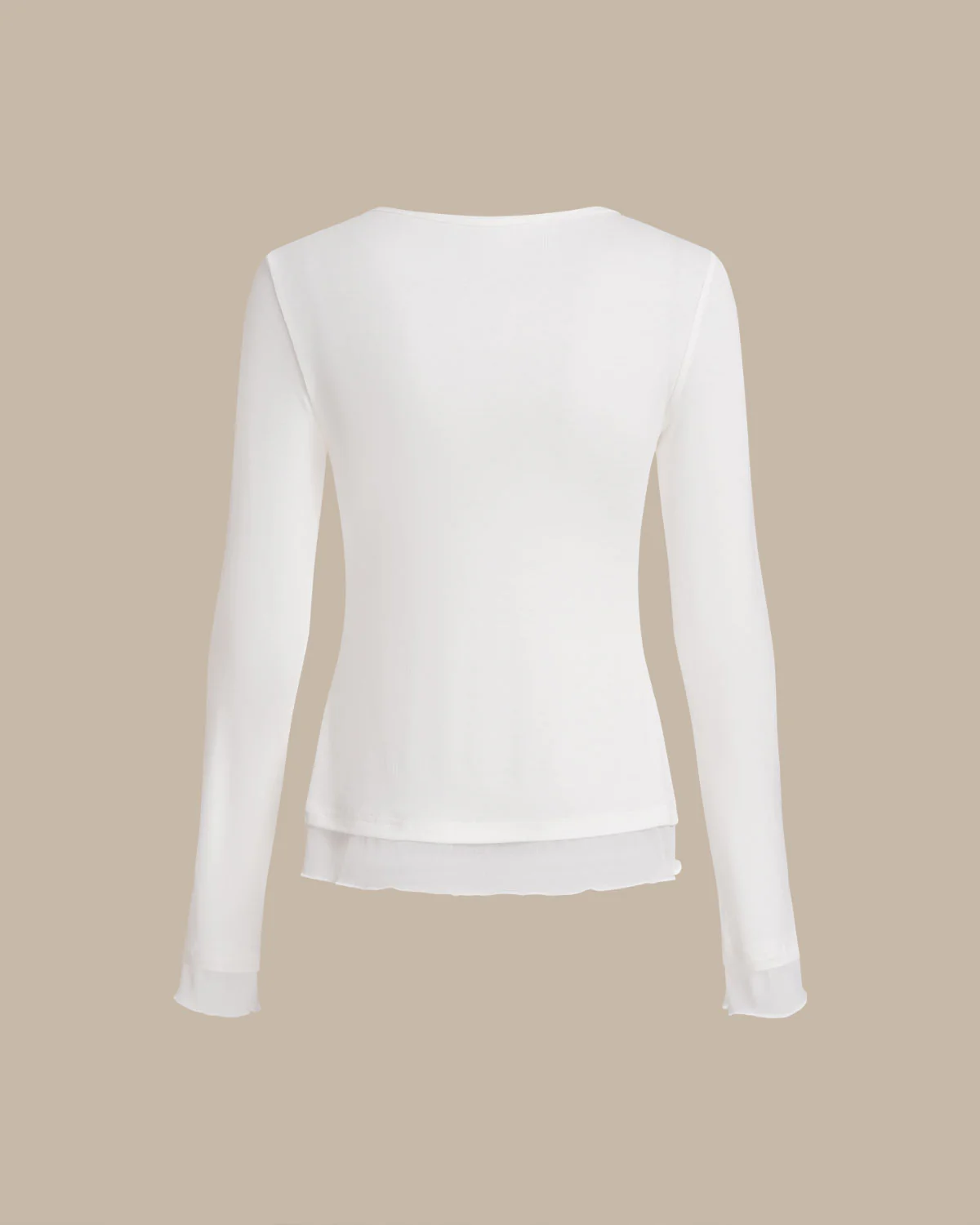 White Round Neck Knit Slim Tee