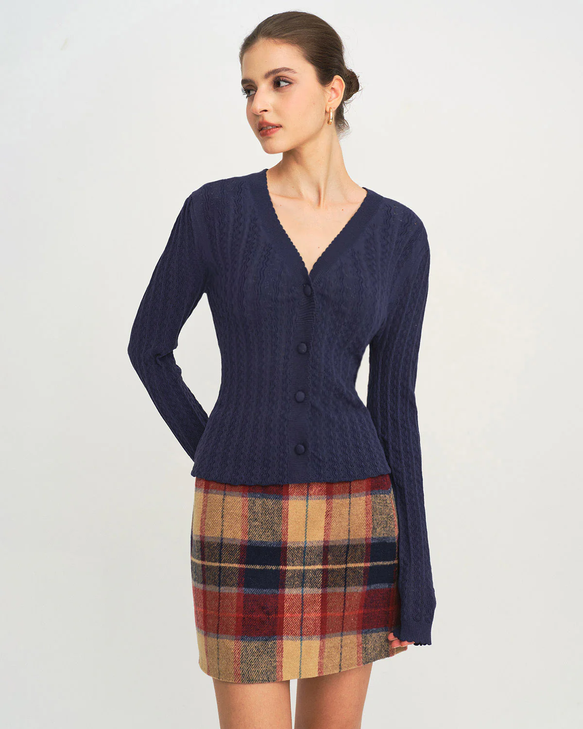 Navy V Neck Knit Cardigan
