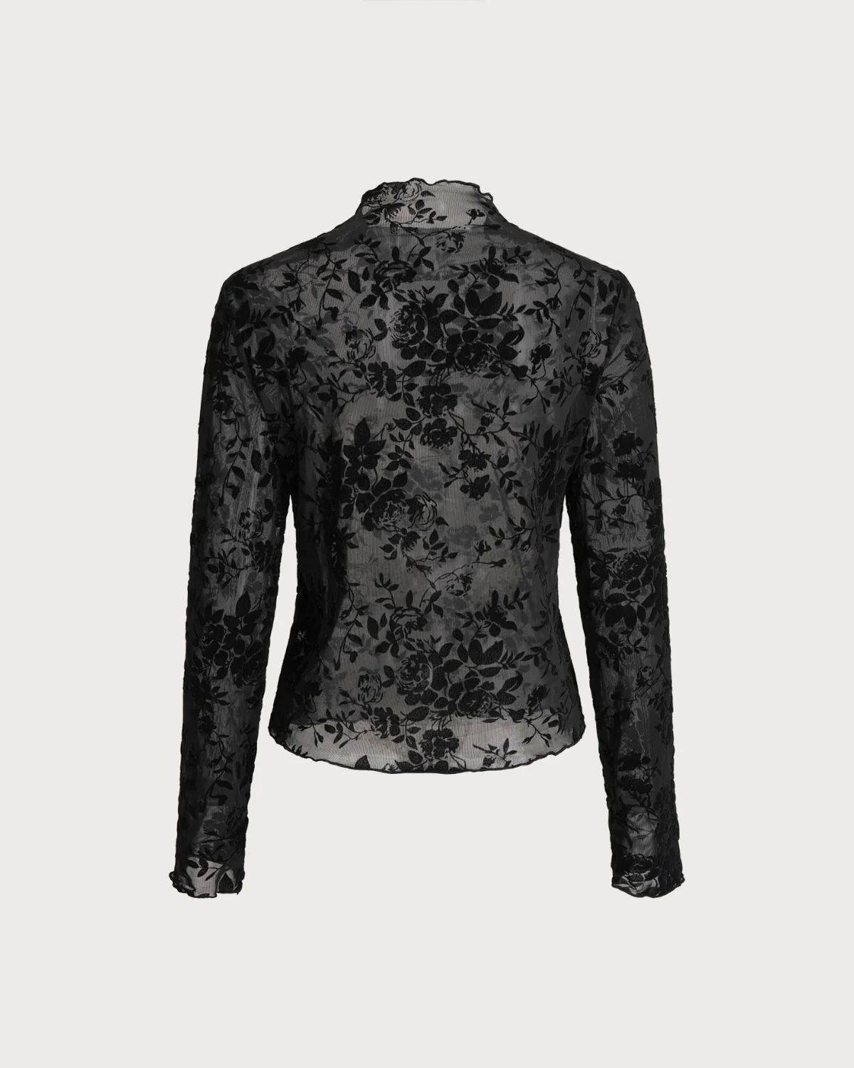 Black Floral See-through Tee