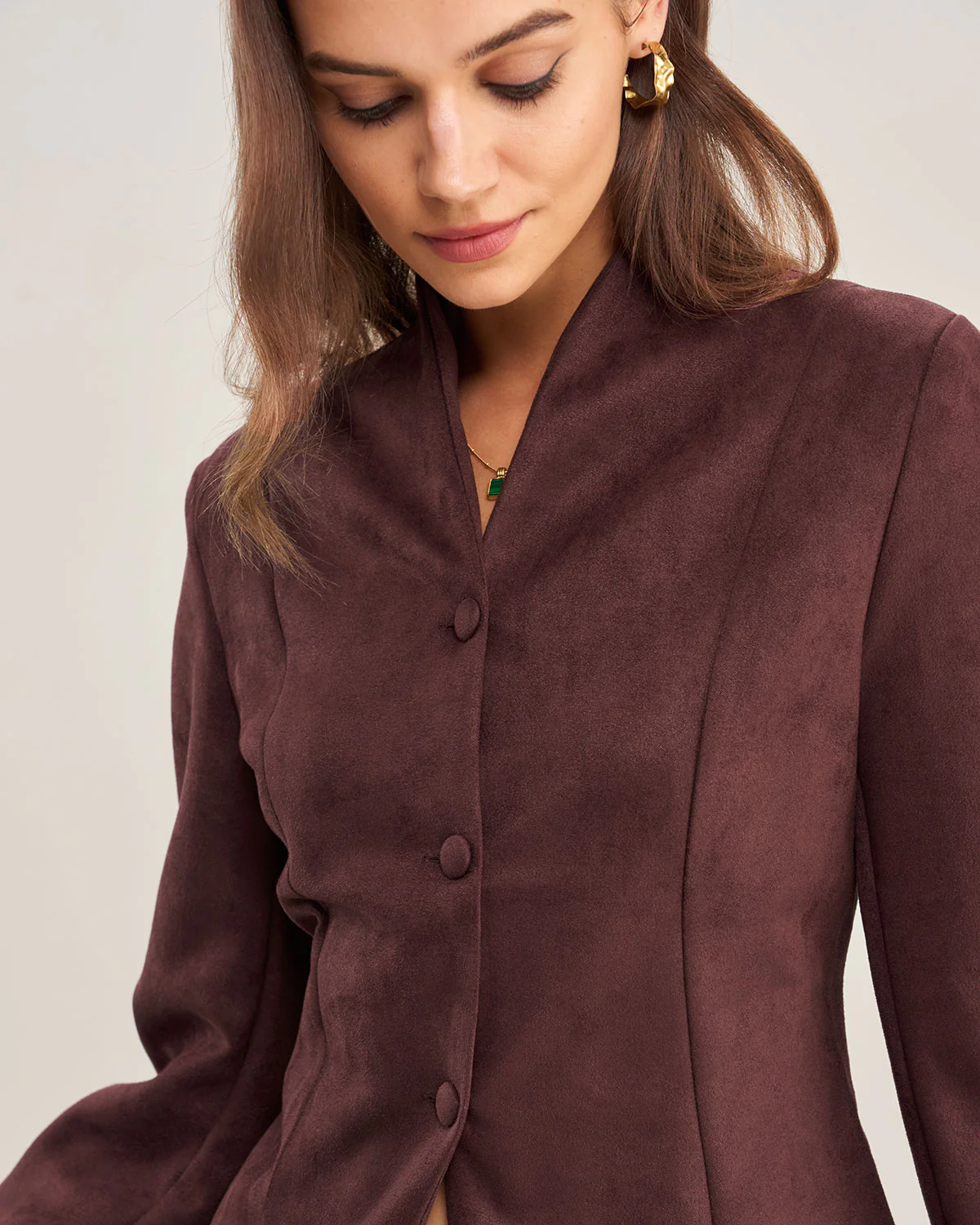 Wine Red Button Jacket