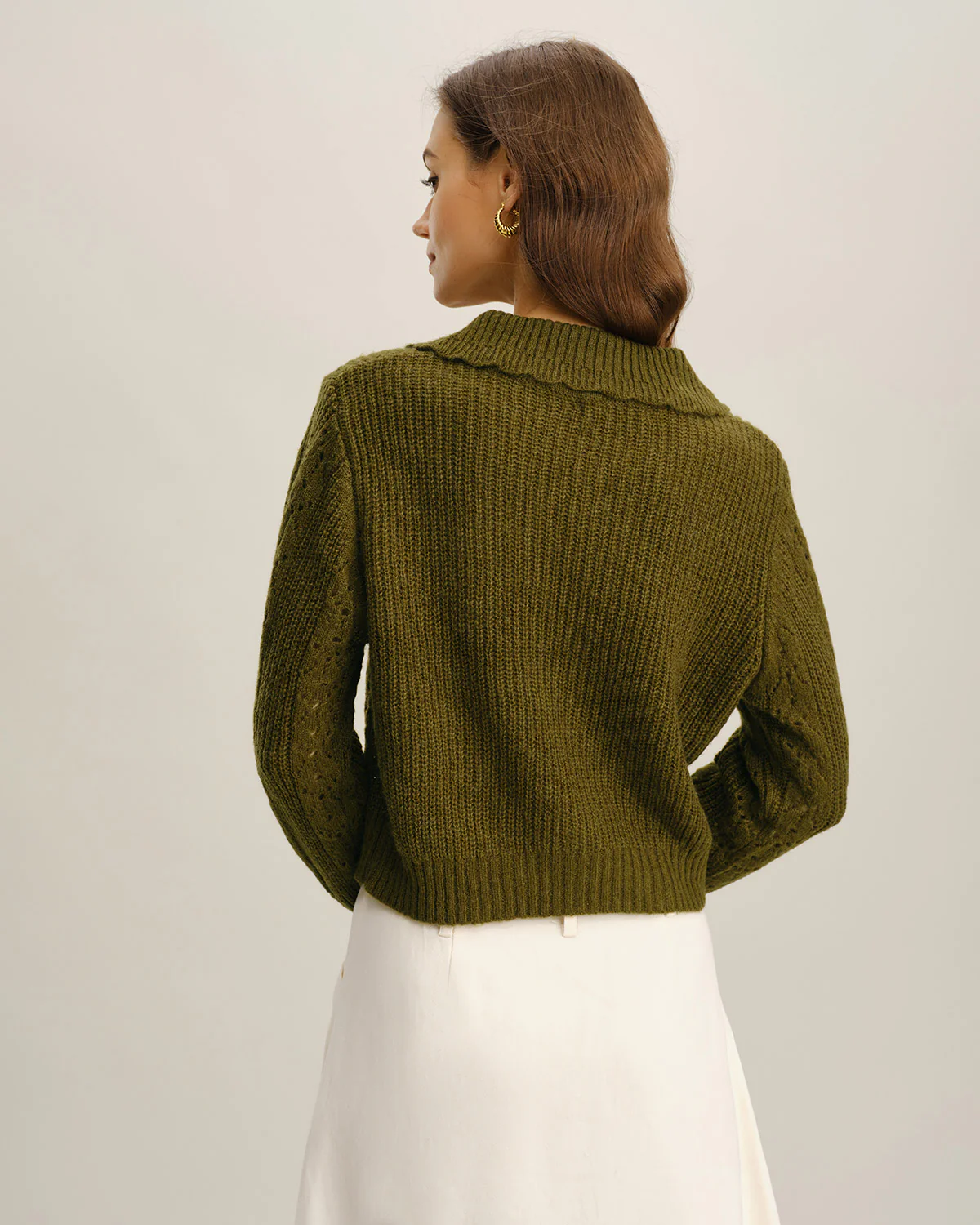 Green Single Breasted Knit Cardigan