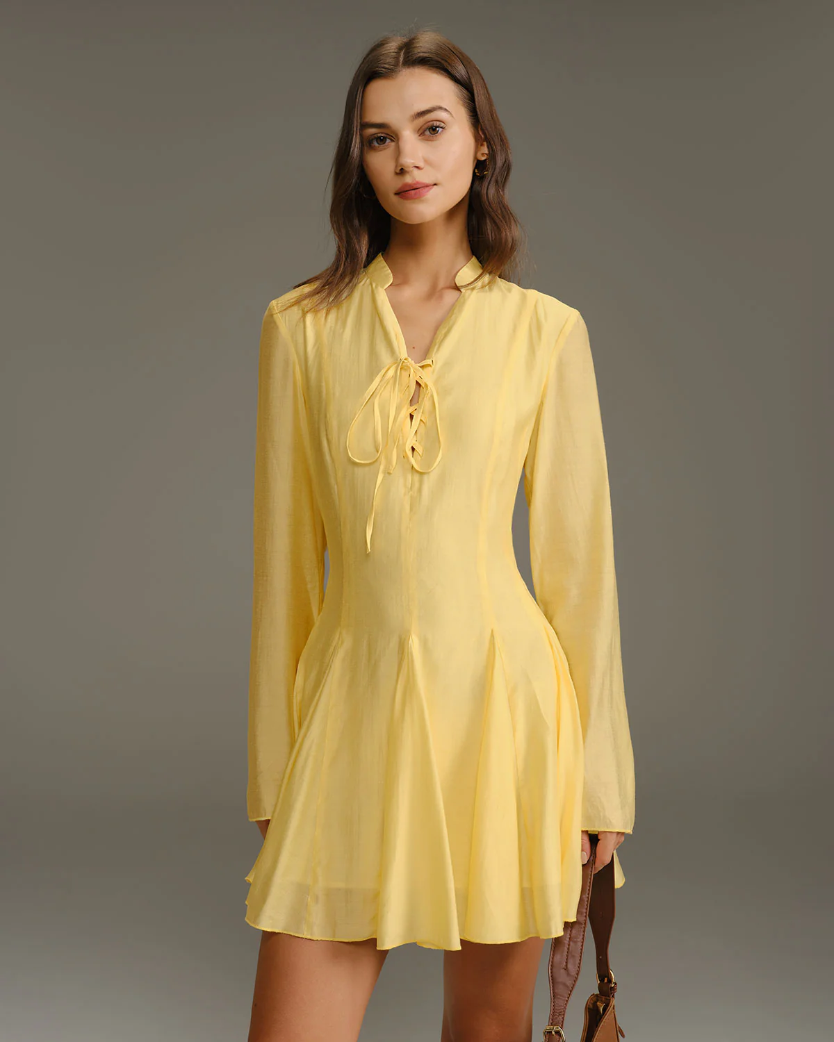Yellow Bell Sleeve A-Line Mini Dress