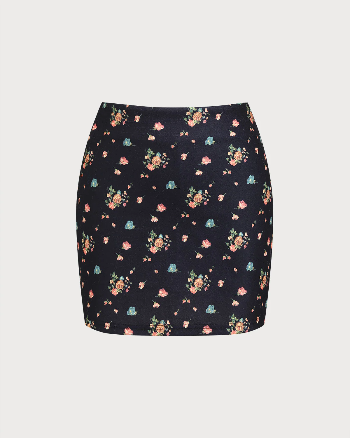 Black Floral A-Line Mini Skirt