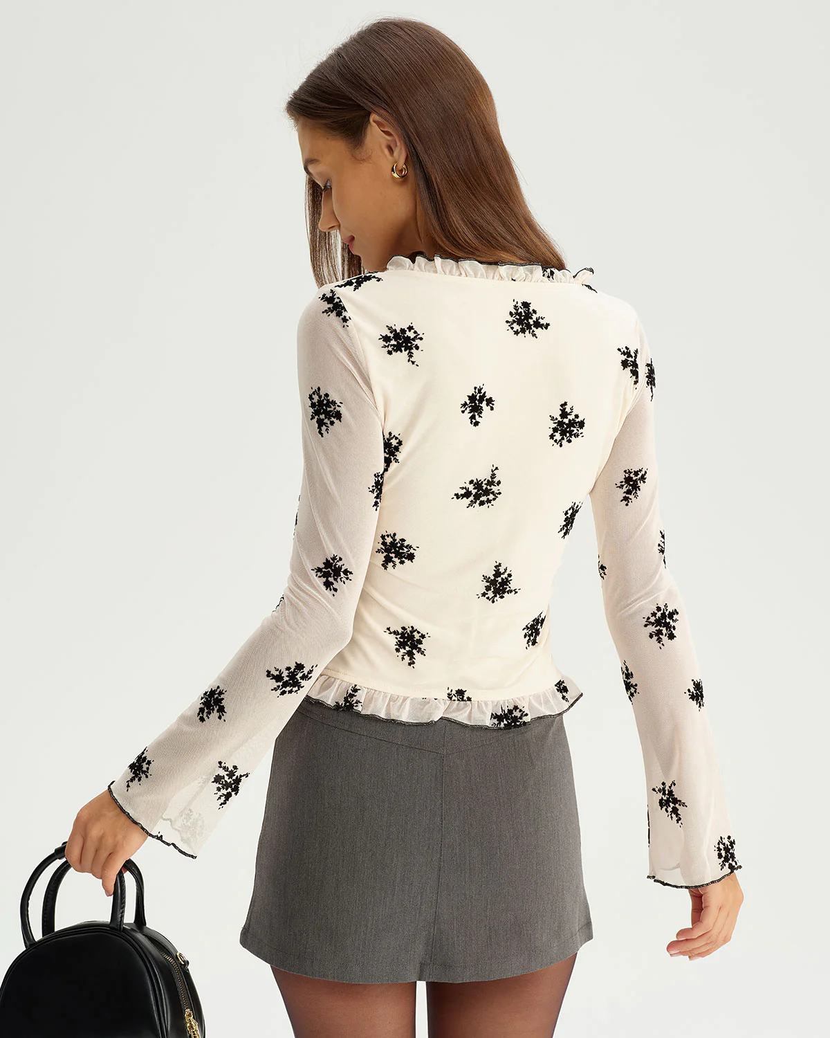 Apricot Floral Single Breasted Cardigan