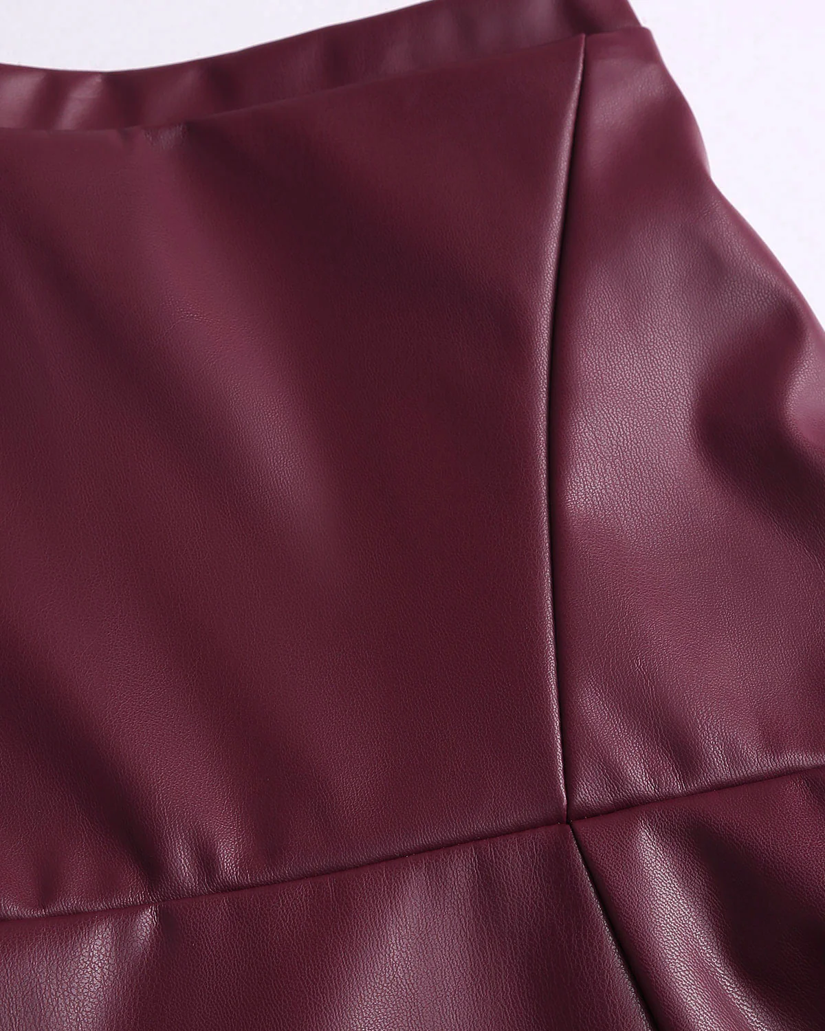 Red PU Leather A-Line Midi Skirt