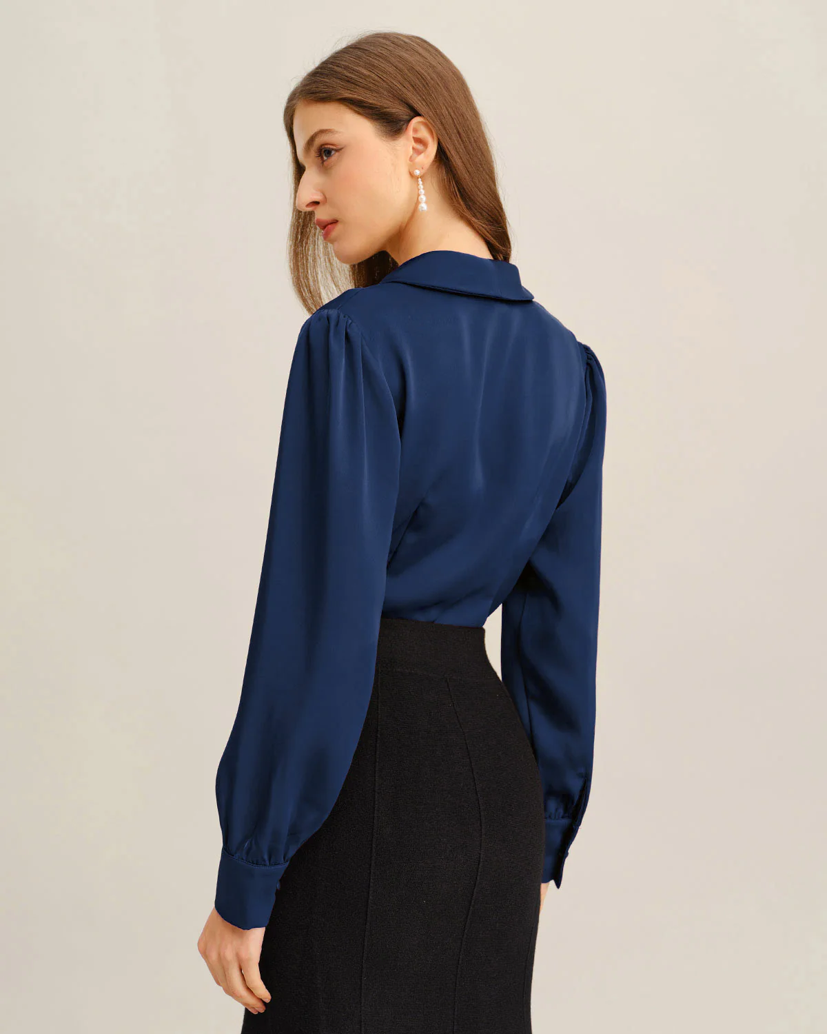 Navy Satin Shirt