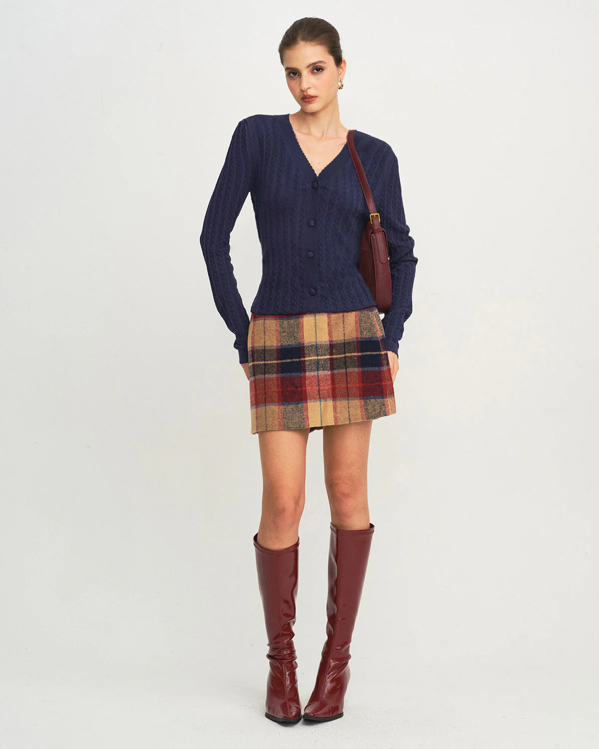 Navy V Neck Knit Cardigan