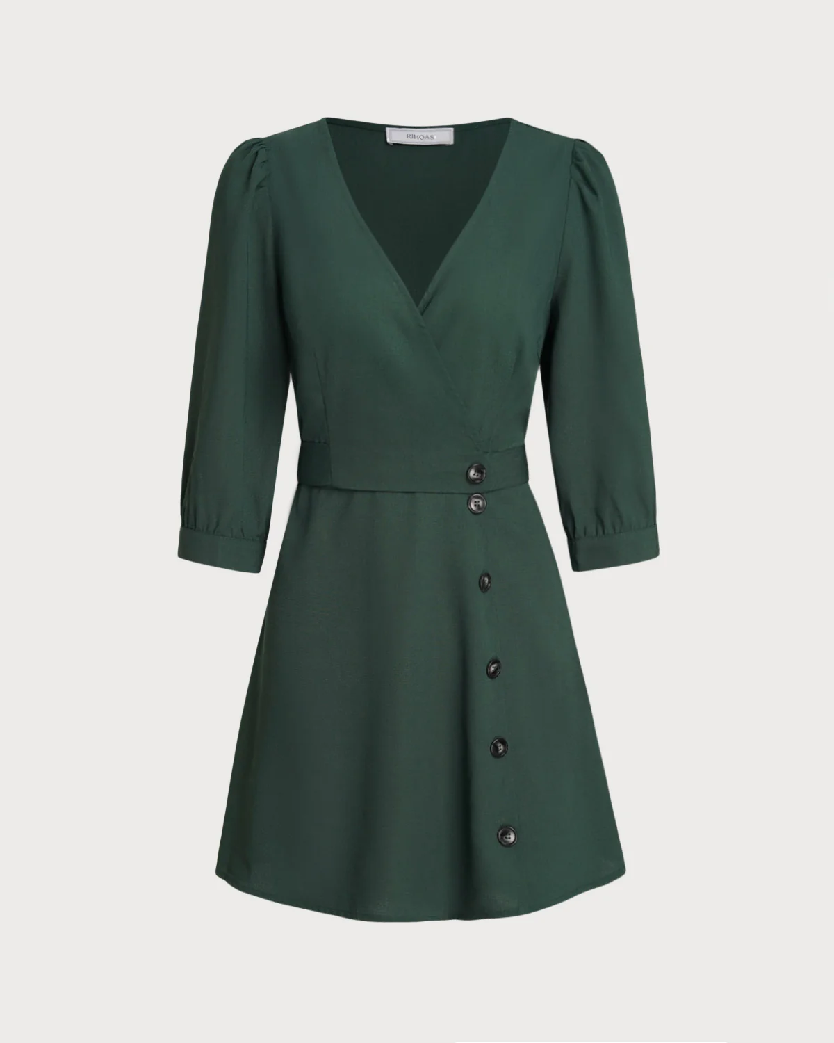 Green Wrap A-Line Mini Dress