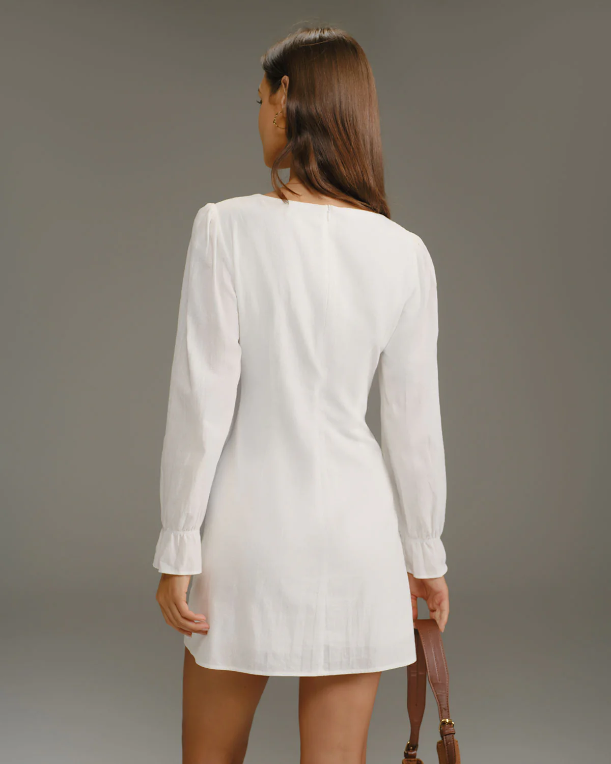 White Square Neck A-Line Mini Dress
