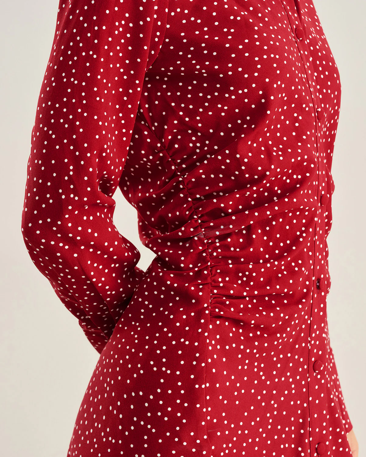 Red Polka Dot A-Line Midi Dress