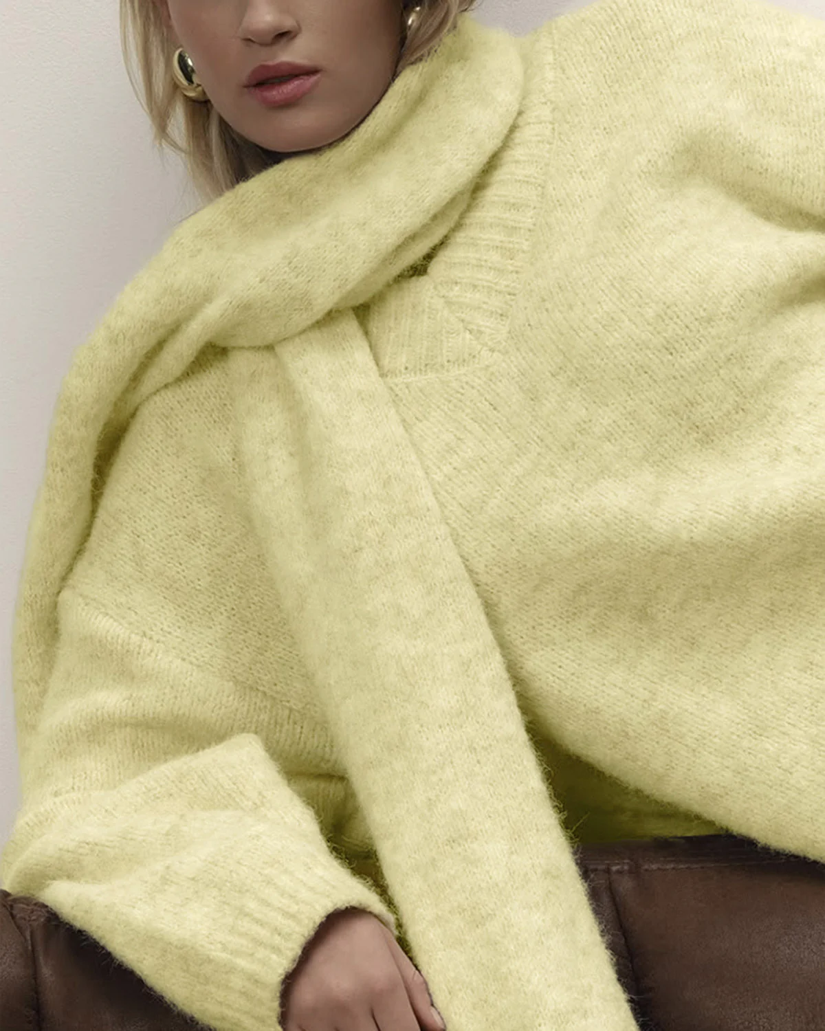 Yellow V Neck Loose Sweater