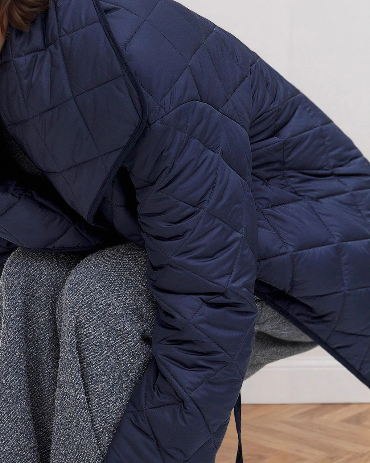 Blue Loose Drawstring Jacket