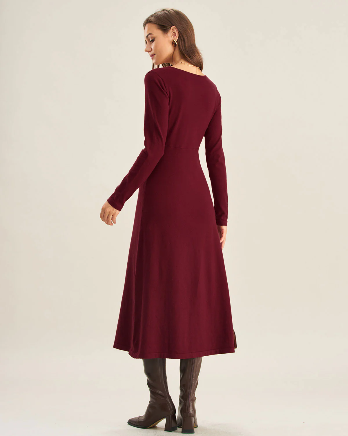 Red Cut Out A-Line Sweater Dress