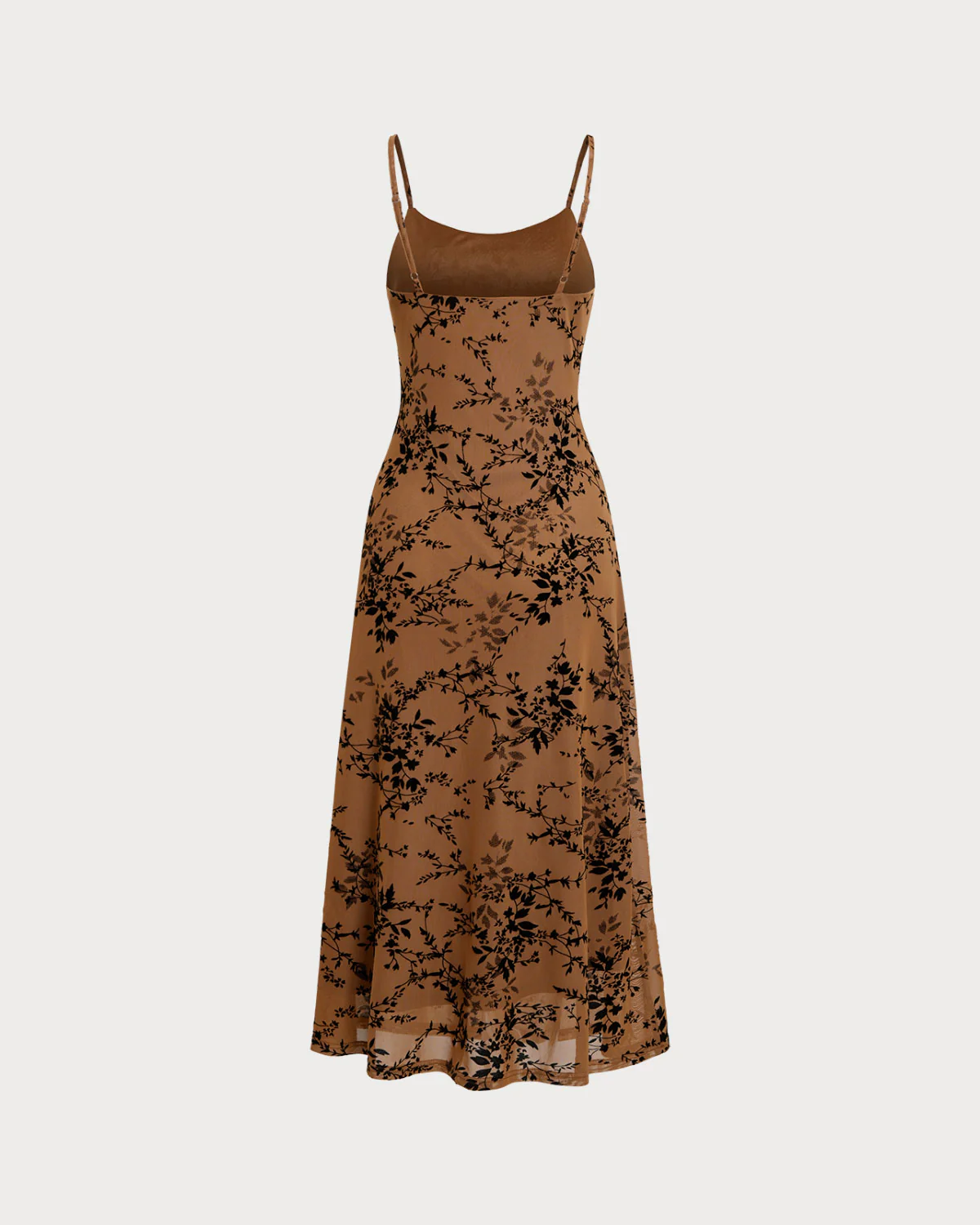 Brown Floral Two-piece Midi Dress