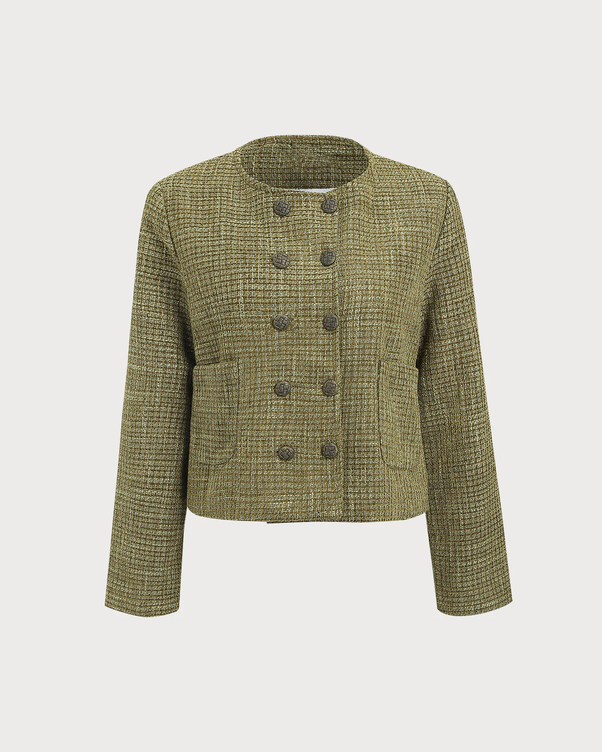 Green Plaid Button Jacket