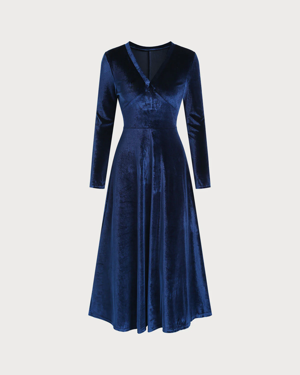 Blue Velour V Neck Maxi  Dress