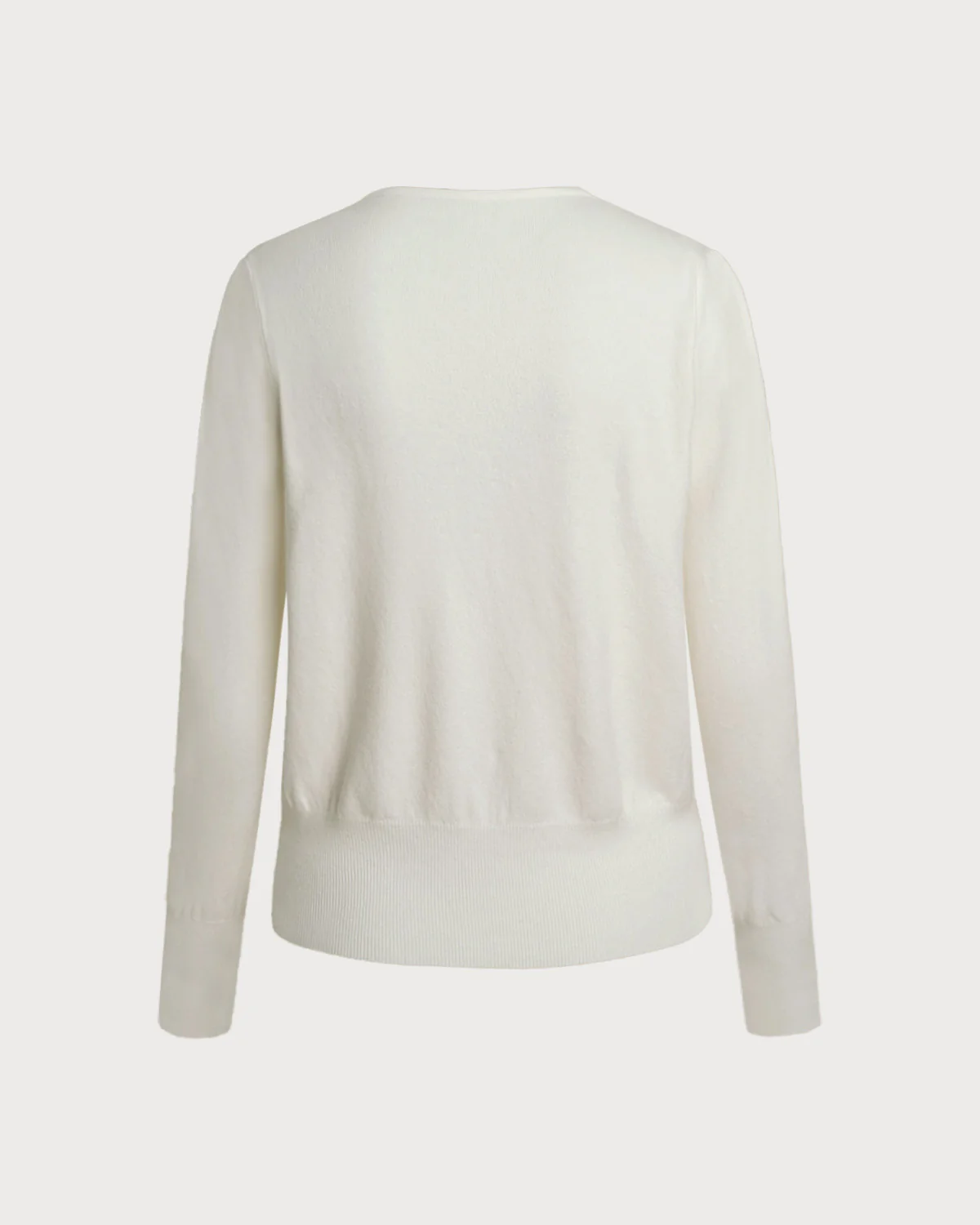 White V Neck Pearl Button Sweater