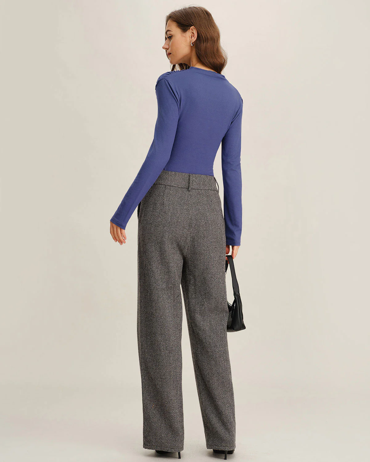 Blue Ruched Slim Knit Tee