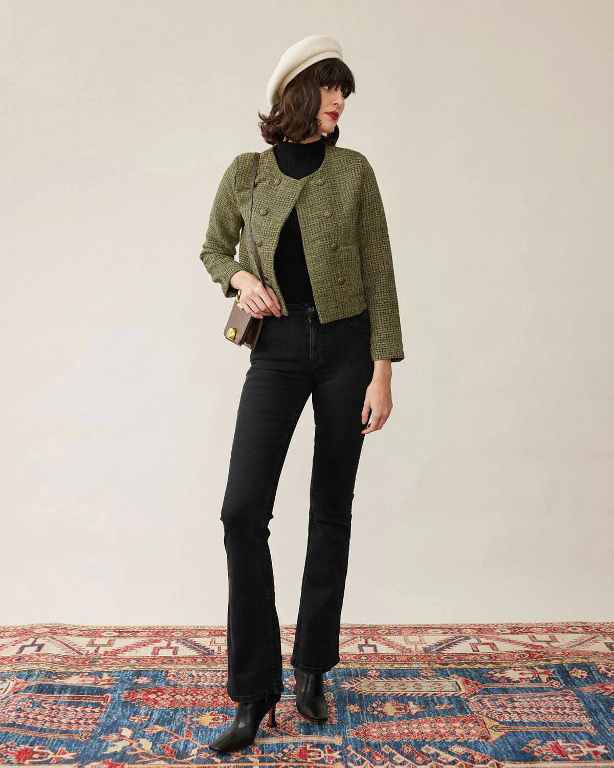 Green Plaid Button Jacket