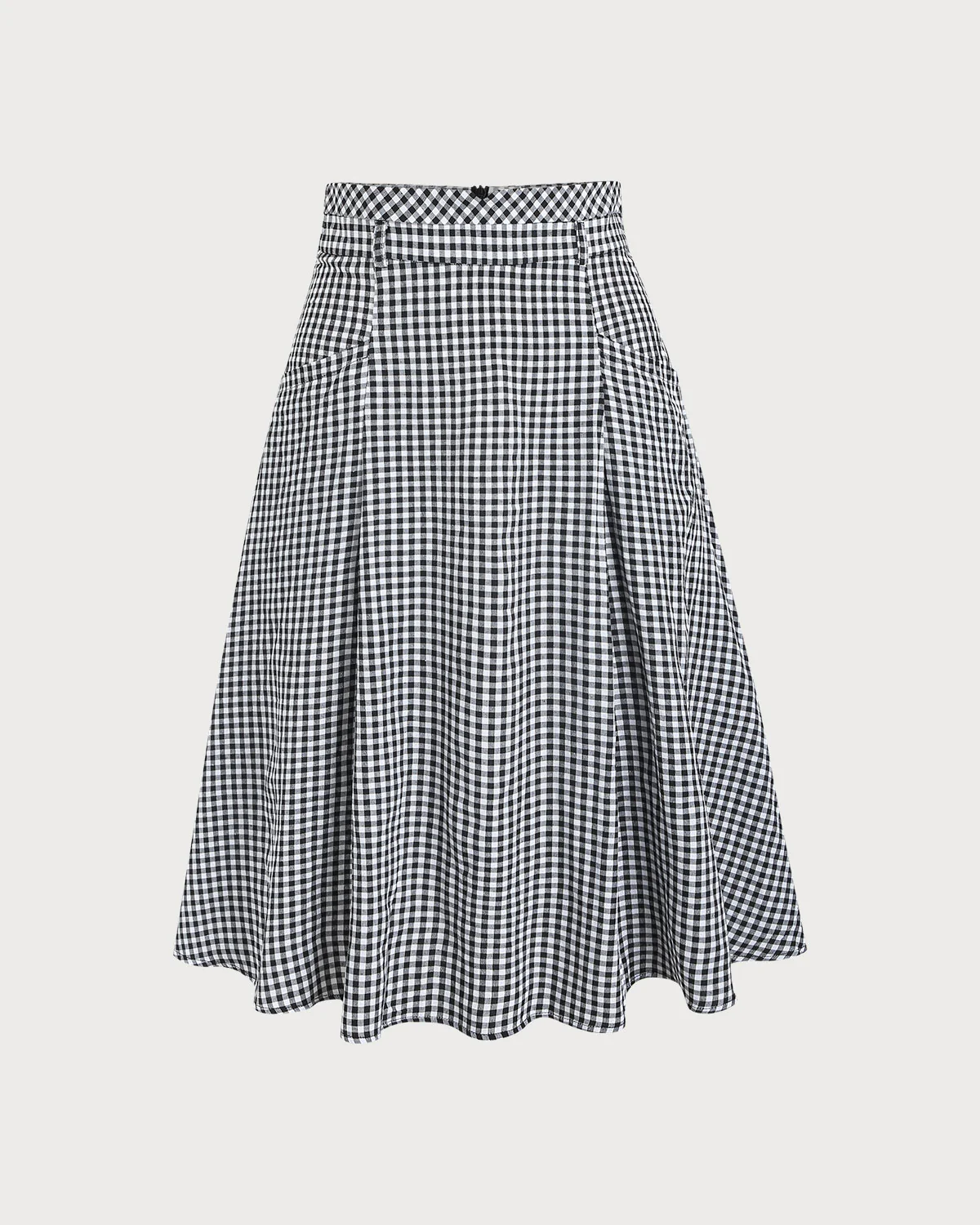 Black Plaid A-Line Midi Skirt