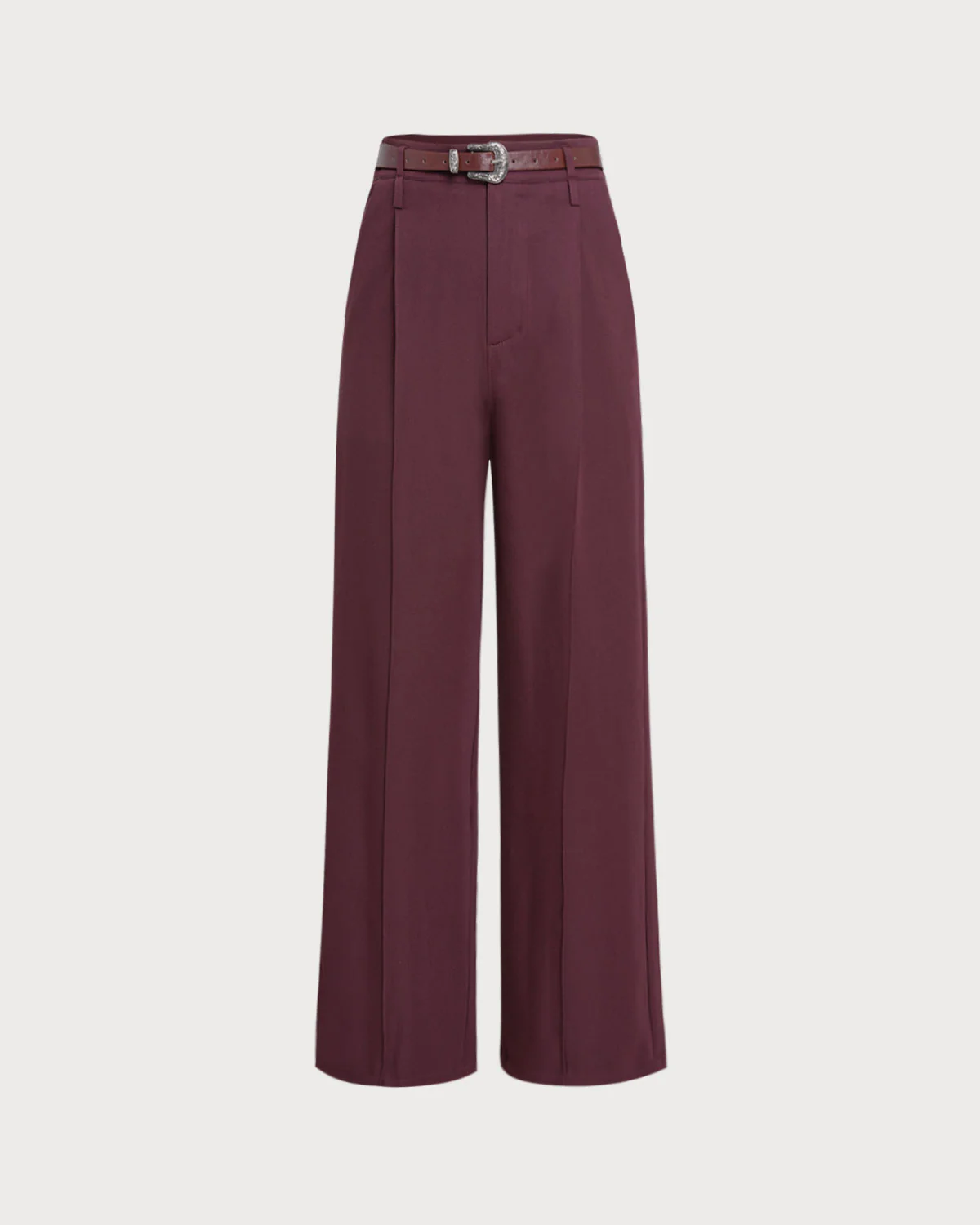 Wine Red Natural Waisted Casual Pants
