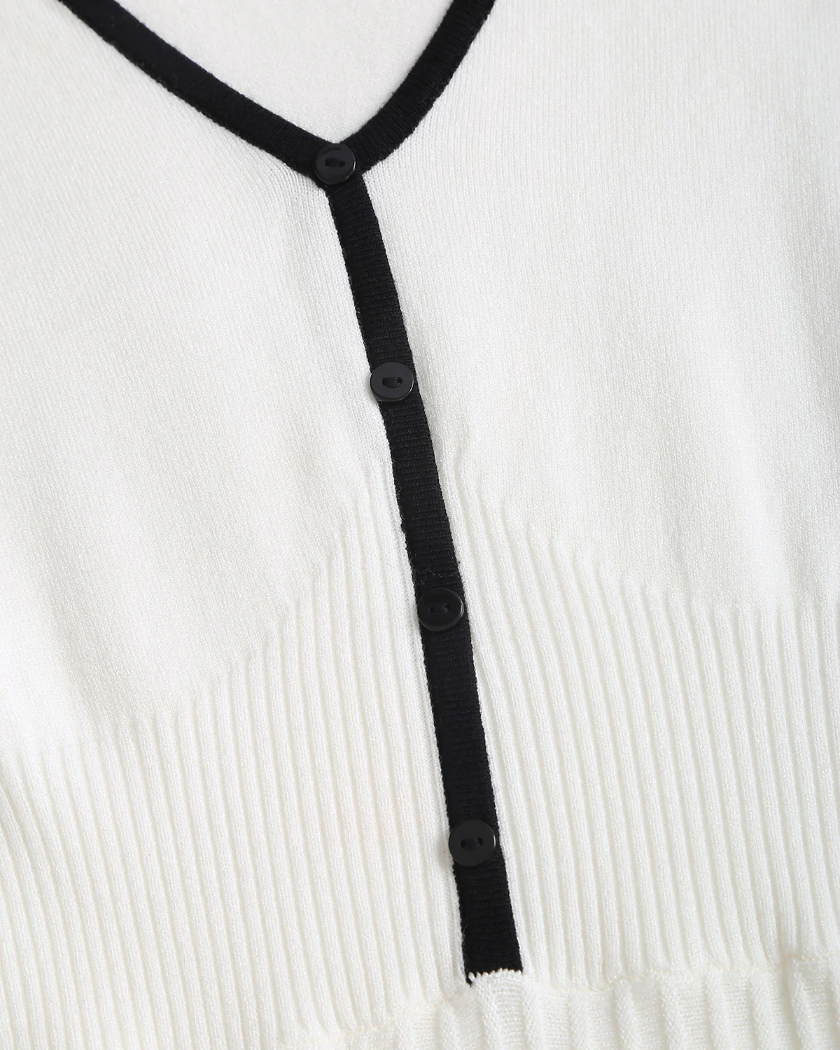 White Contrasting A-Line Sweater Dress