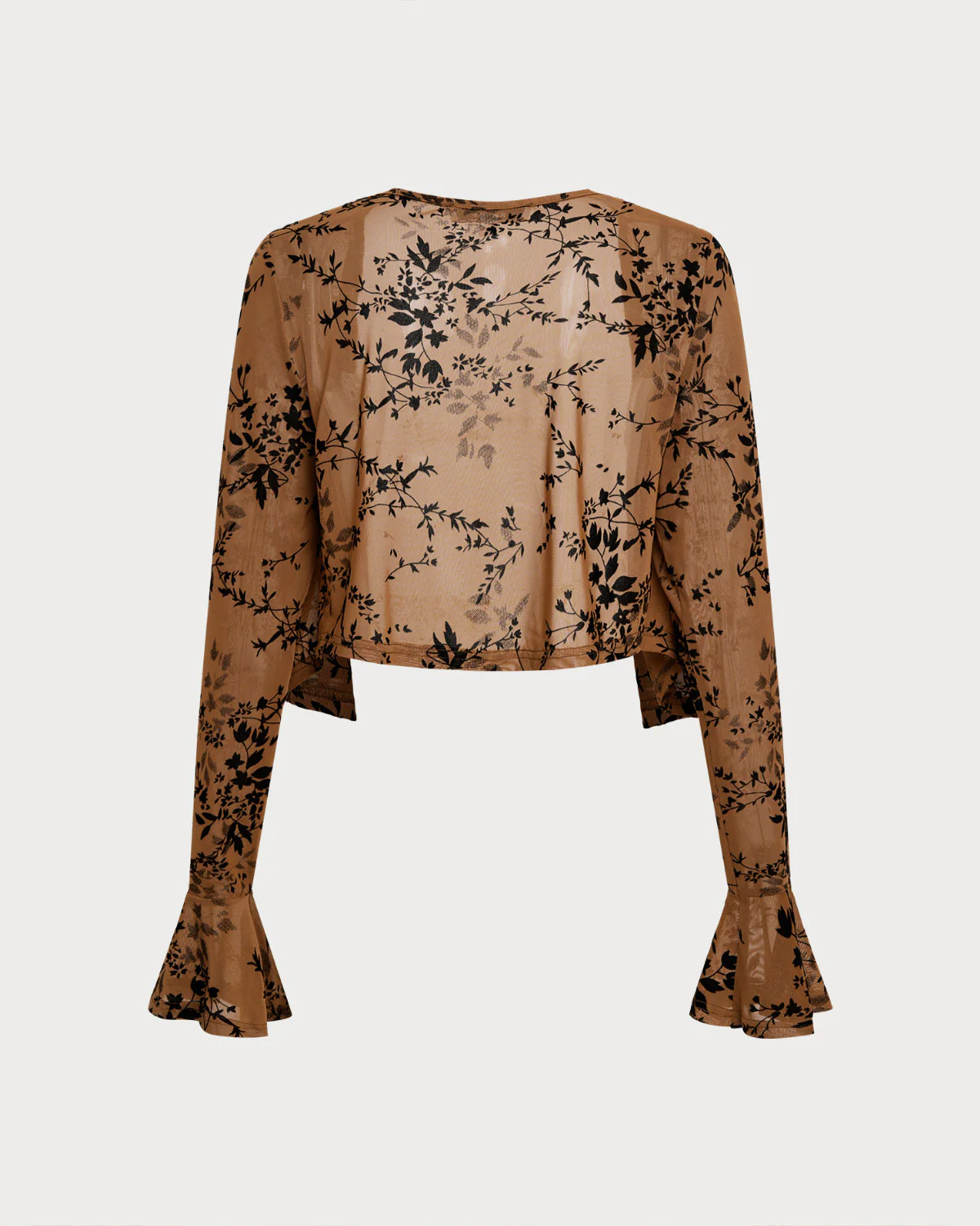 Brown Floral Two-piece Midi Dress