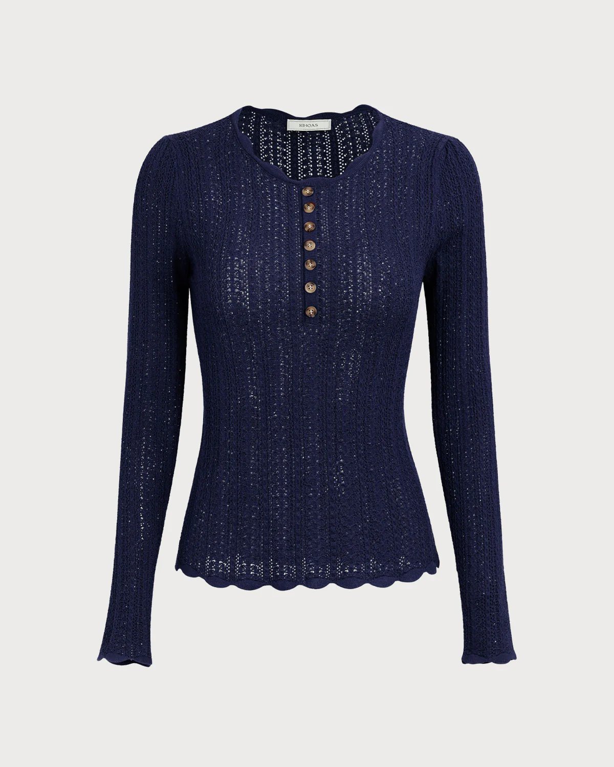 Navy Round Neck Slim Sweater