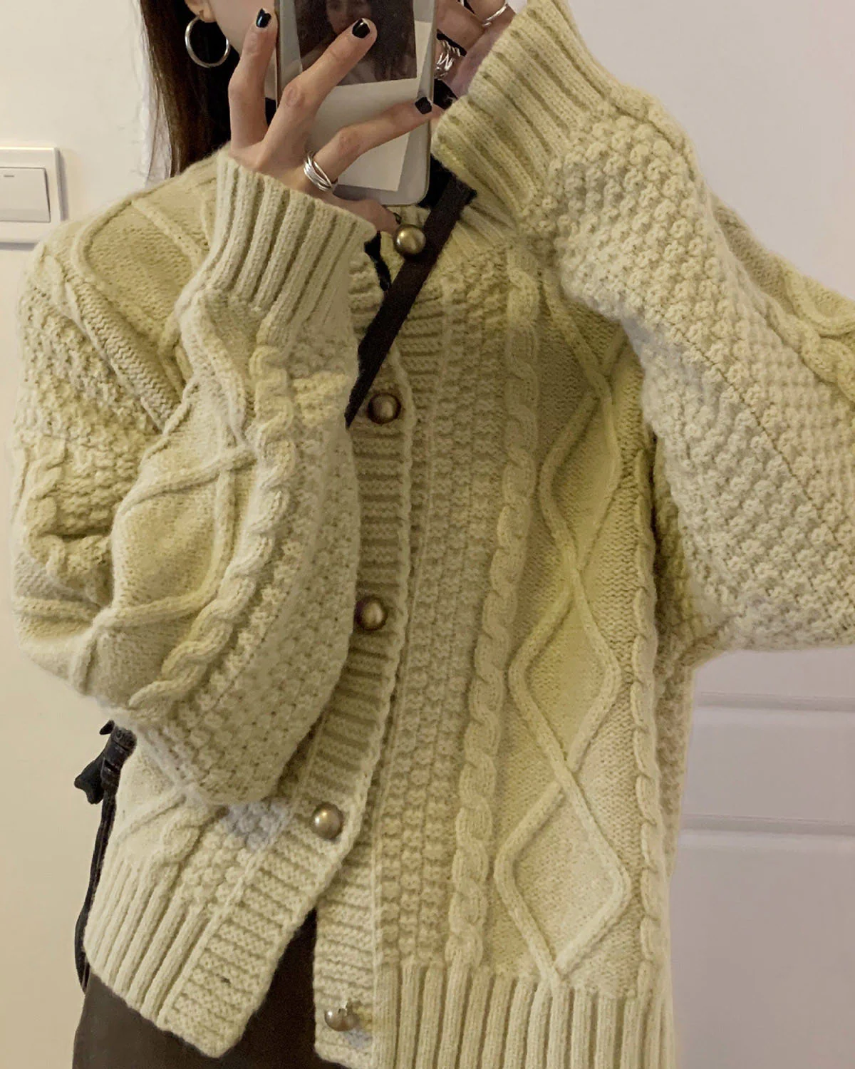 Apricot Single Breasted Knit Cardigan