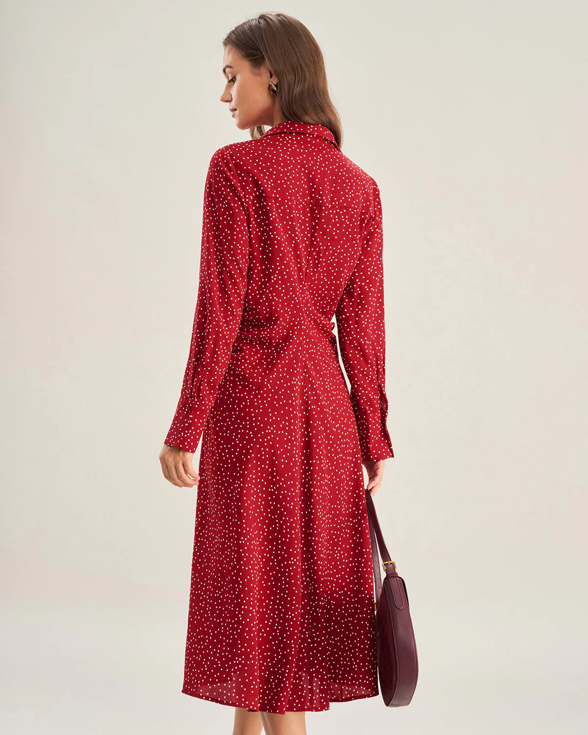 Red Polka Dot A-Line Midi Dress