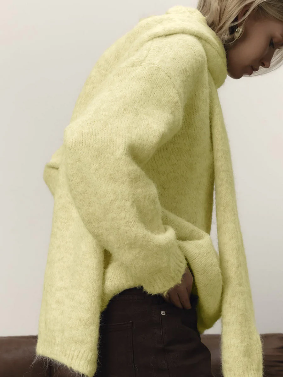 Yellow V Neck Loose Sweater