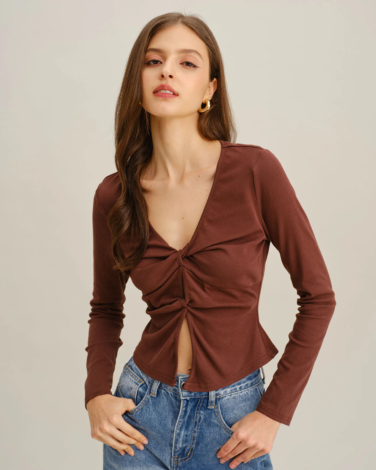 Coffee Twist Knit Tee