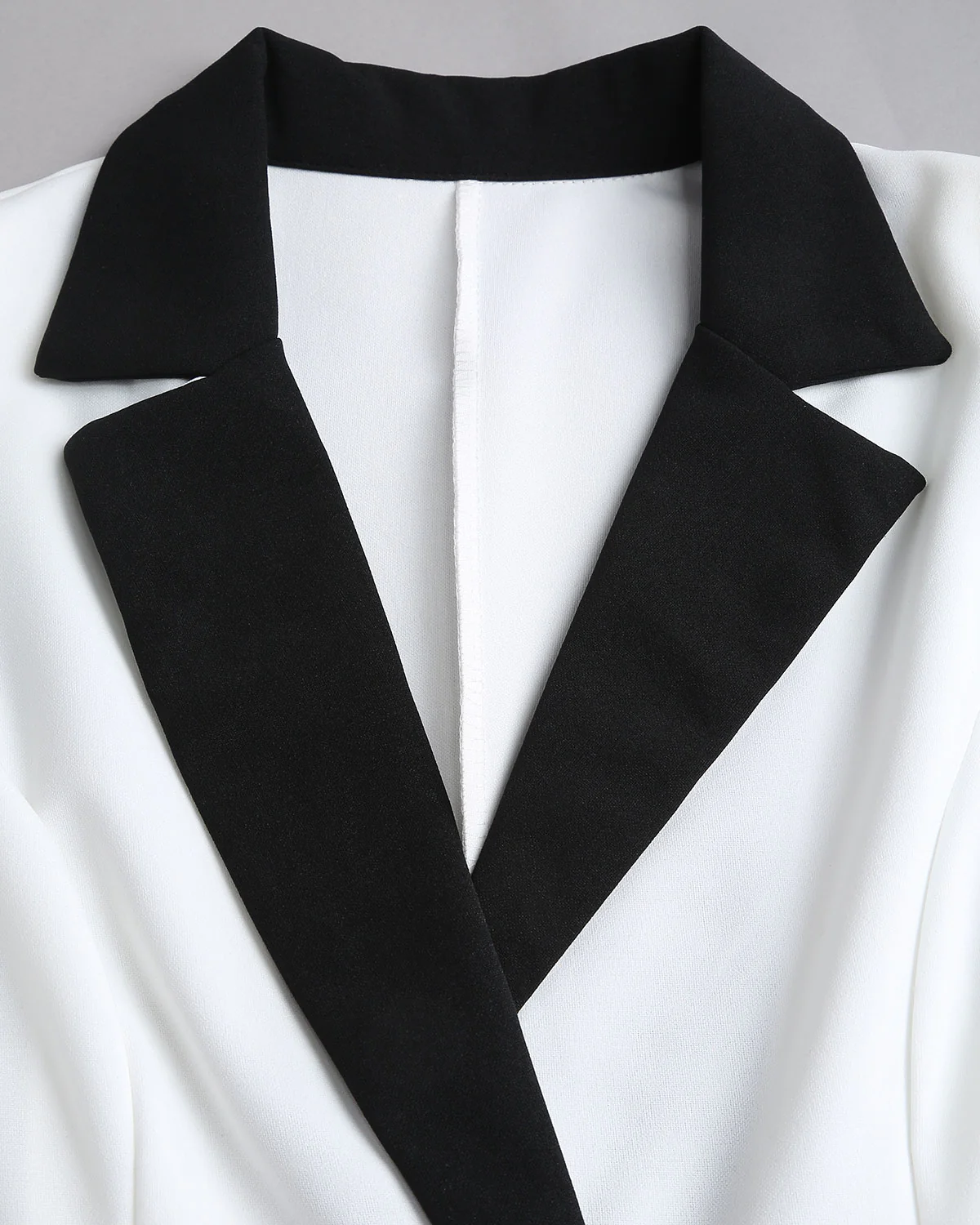 White Contrasting V Neck Button Midi Dress