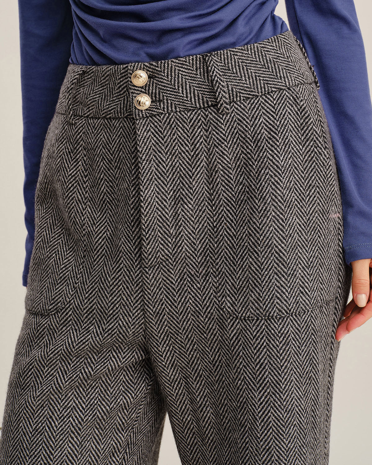Grey Tweed Straight Pants