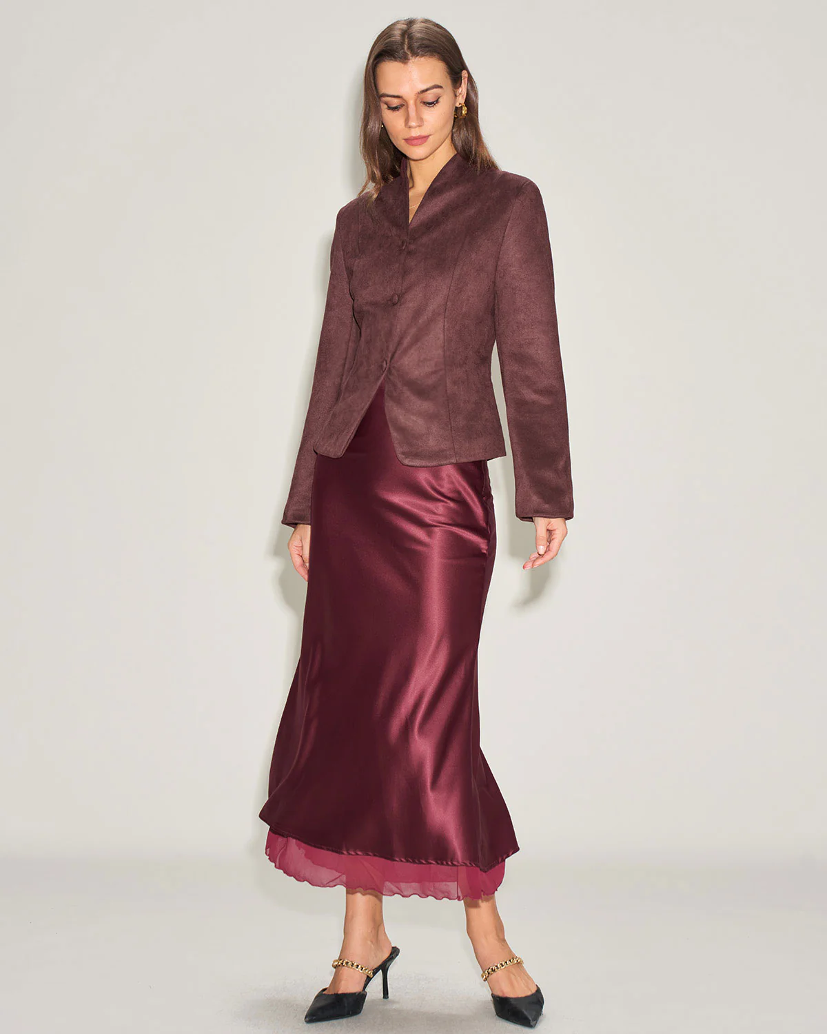 Wine Red Button Jacket