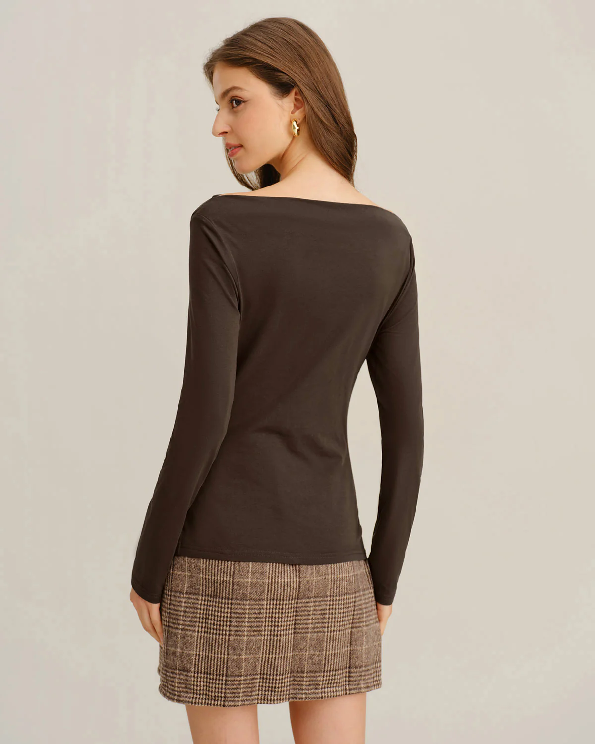 Coffee Ruched Knit Tee