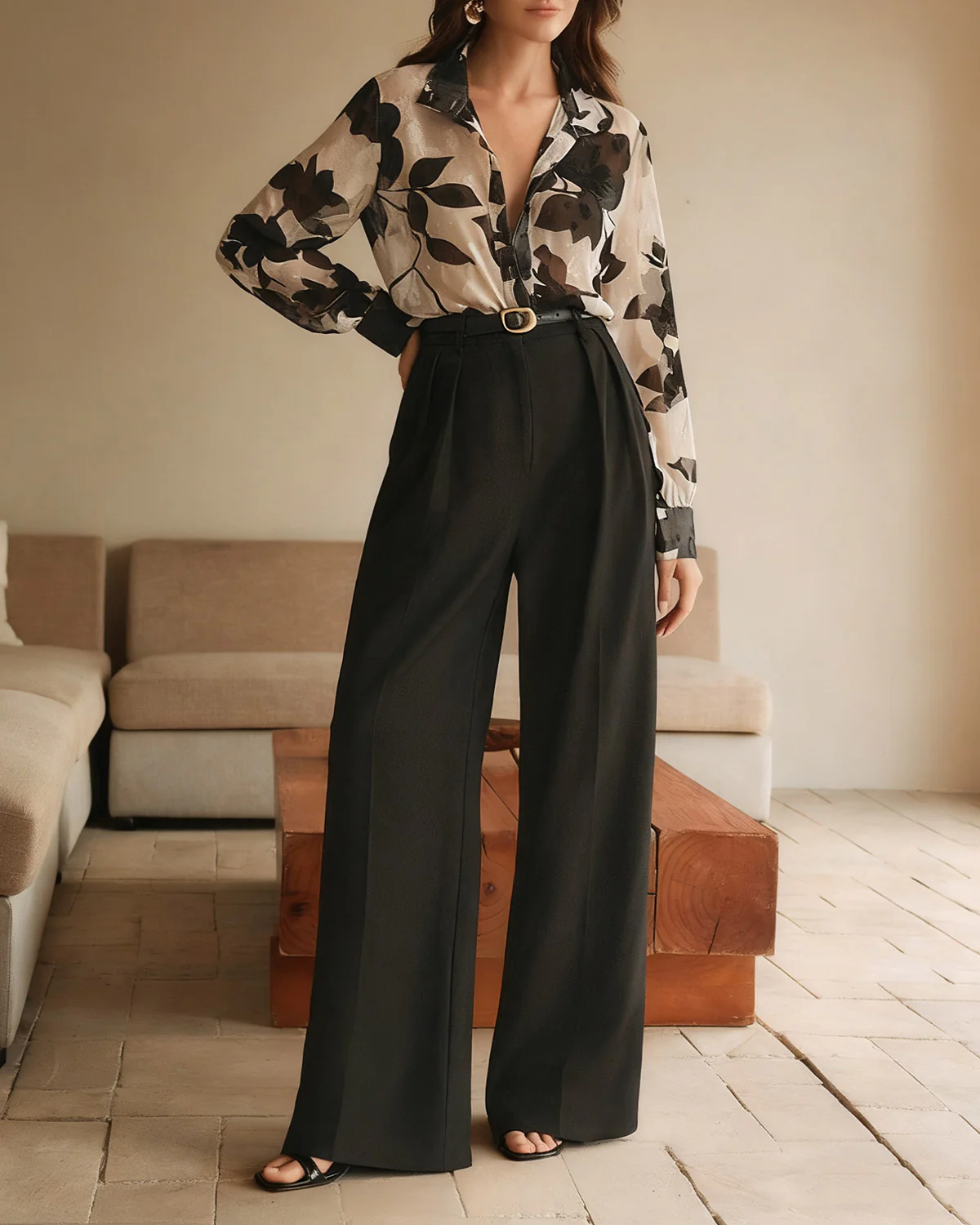 Black Floral Loose Shirt