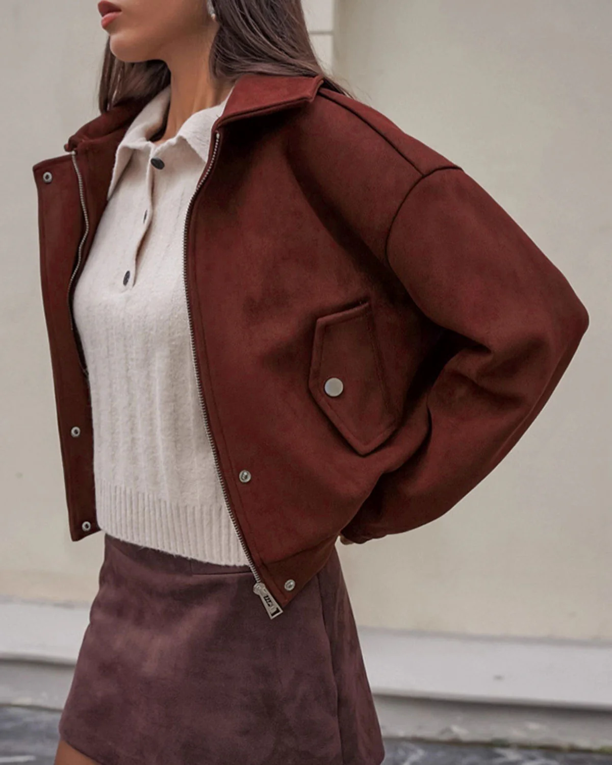 Wine Red Pocket Jacket