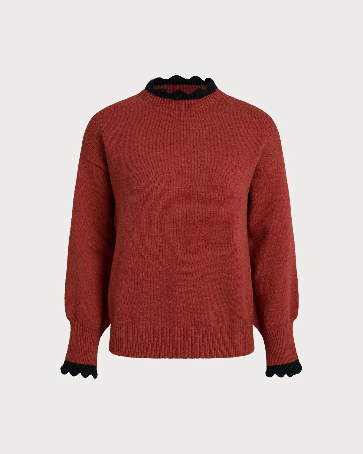 Wine Red  Contrasting Loose Sweater