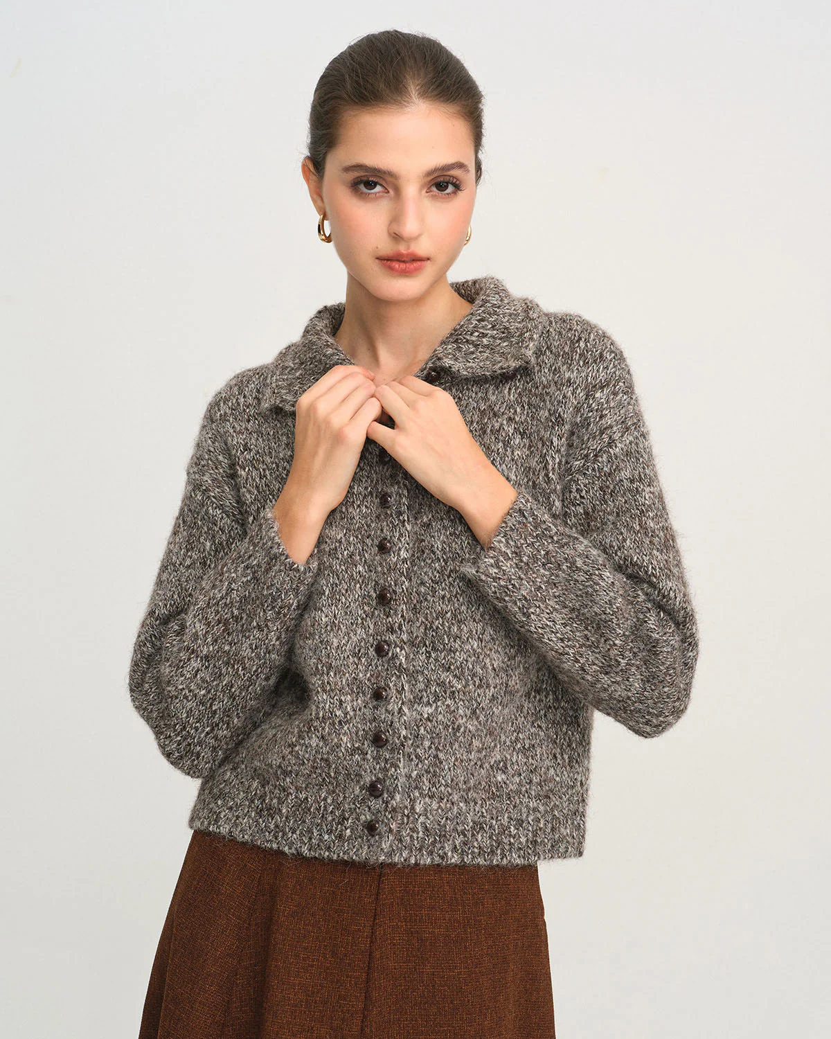 Coffee Turtle Knit Cardigan