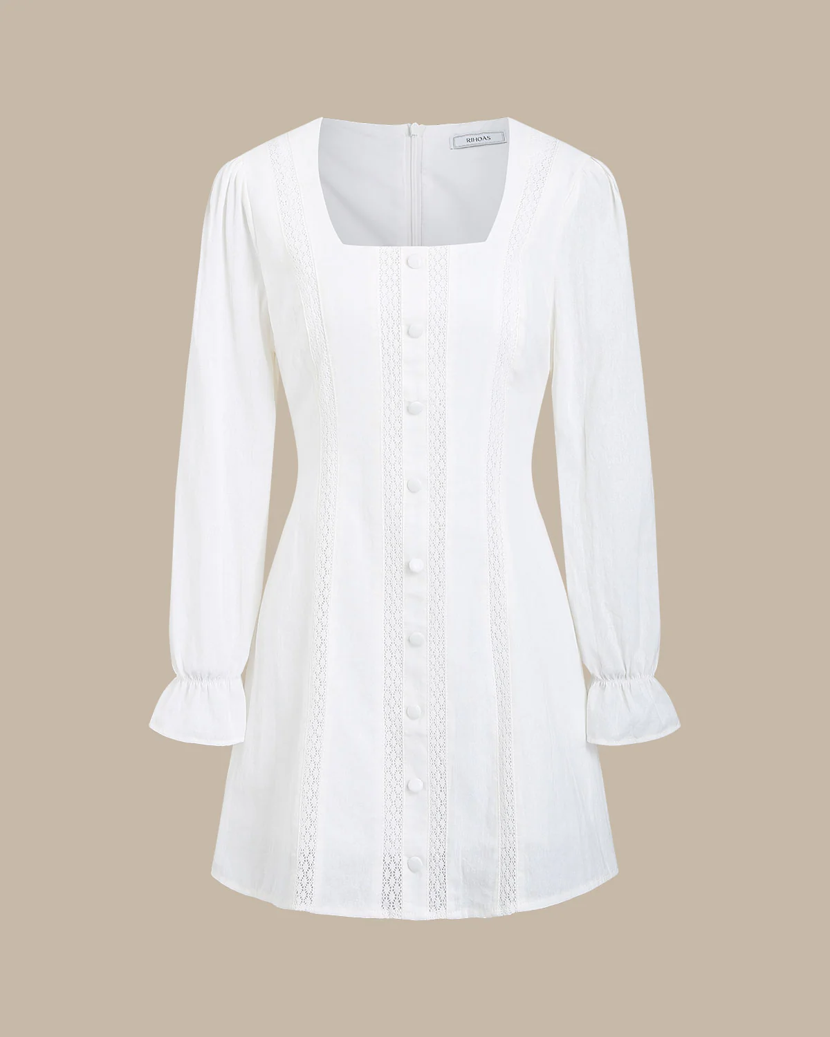 White Square Neck A-Line Mini Dress