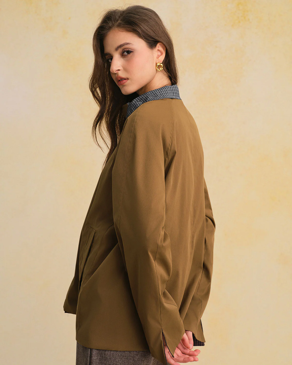 Khaki Single Breasted Reversible Jacket