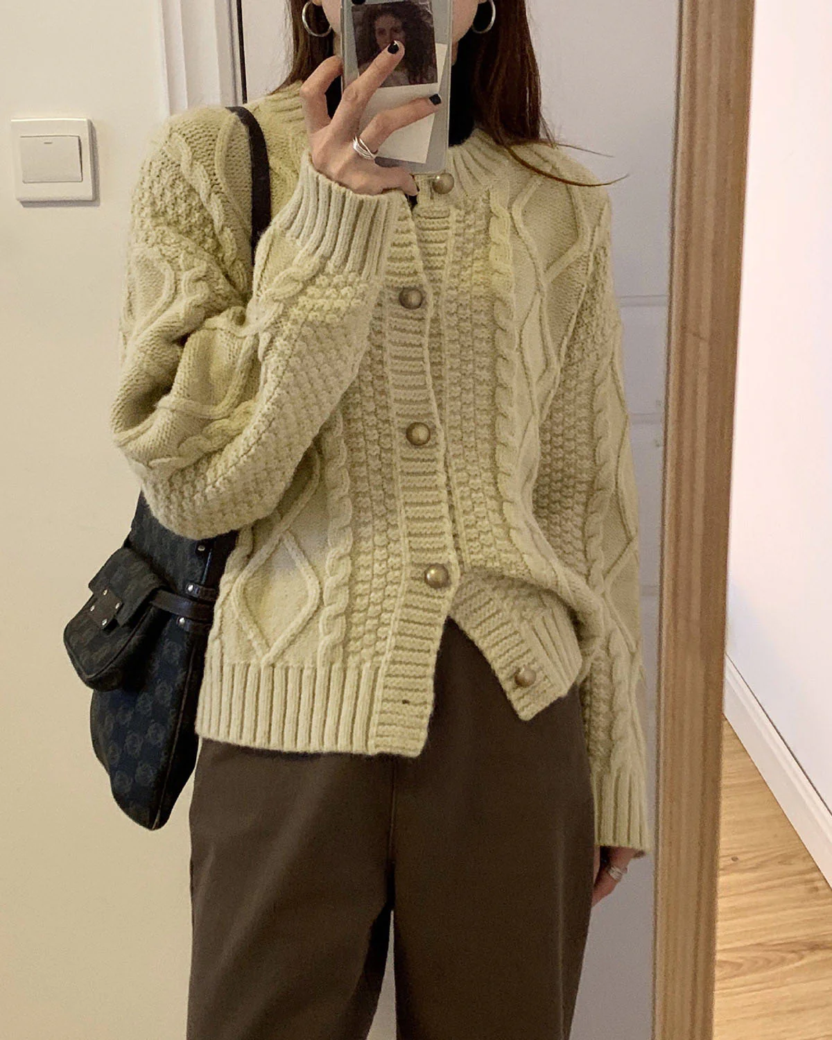 Apricot Single Breasted Knit Cardigan