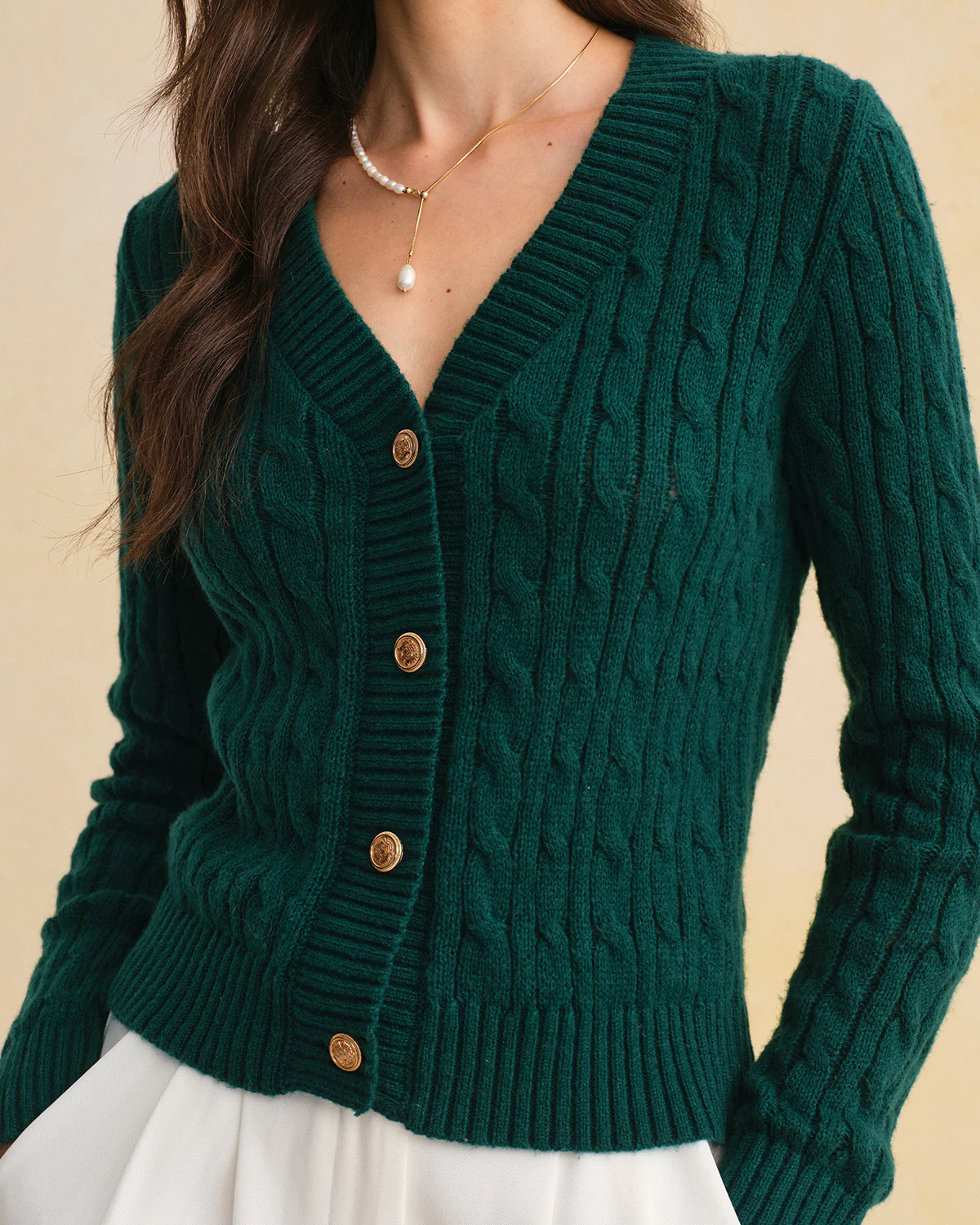 Green Single Breasted Daily Knit Cardigan