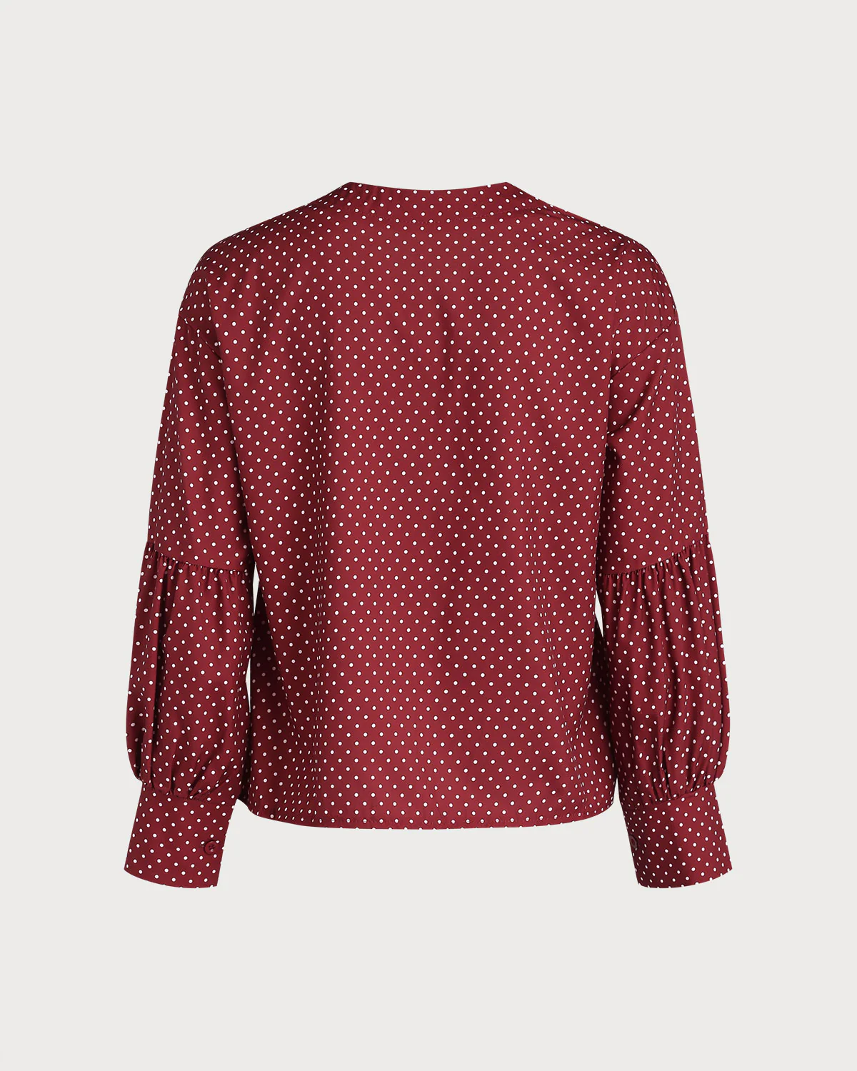 Red V Neck Polka Dot Blouse